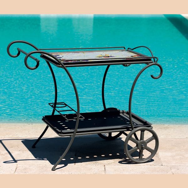 Serving trolley with 1 stone top